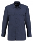 Mobile Preview: Zu sehen ist das geradlinig geschnittene marine farbene langarm Diensthemd aus 100% Baumwolle.